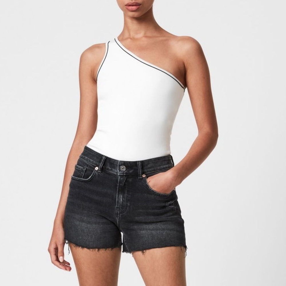 ALLSAINTS Freyla One-Shoulder Bodysuit in Chalk White